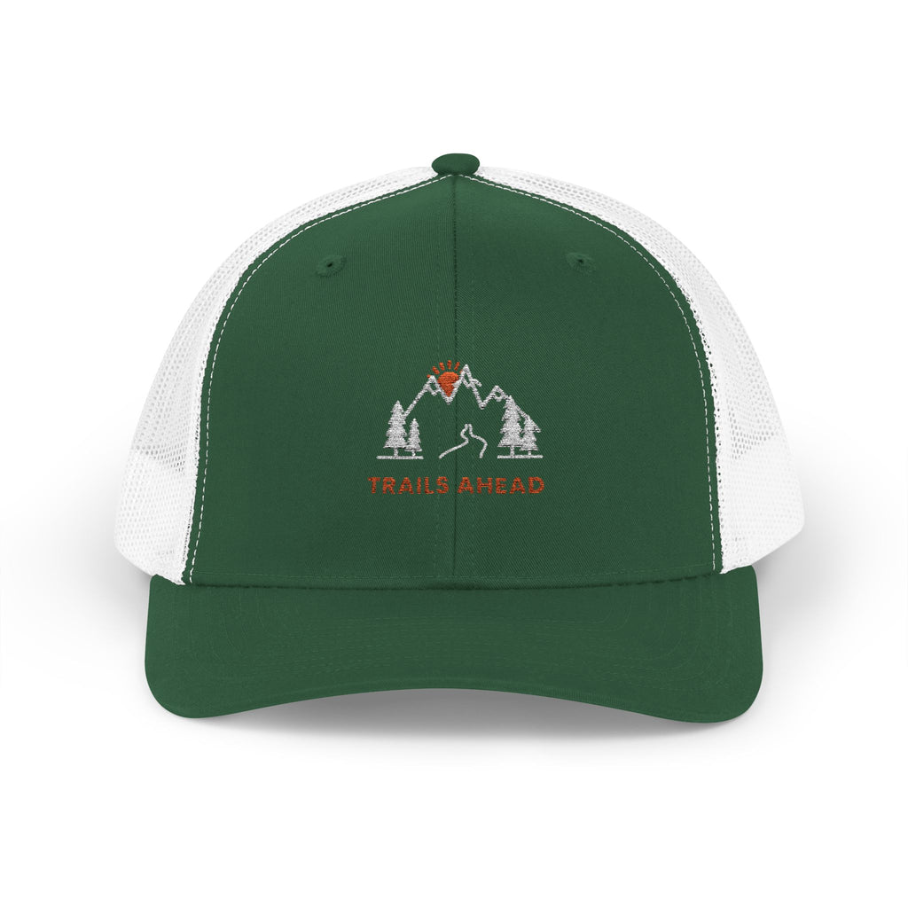 Trails Ahead Trucker Hat, Vintage Line Art Outdoor Cap, Mesh Back Snapback, Hiking Camping Gift