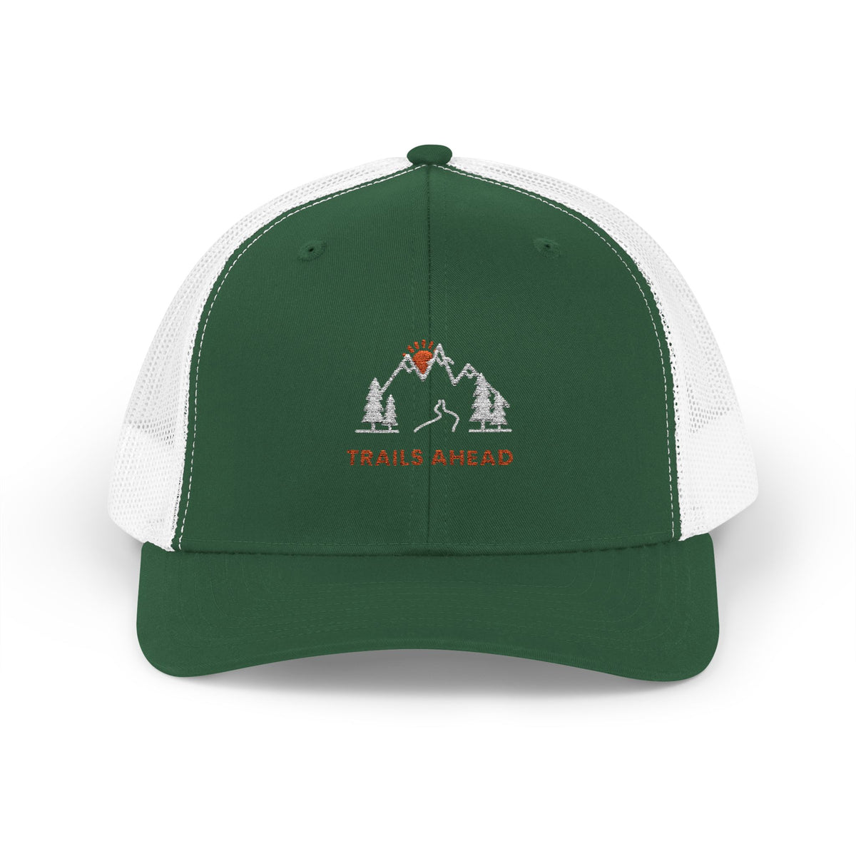 Trails Ahead Trucker Hat, Vintage Line Art Outdoor Cap, Mesh Back Snapback, Hiking Camping Gift