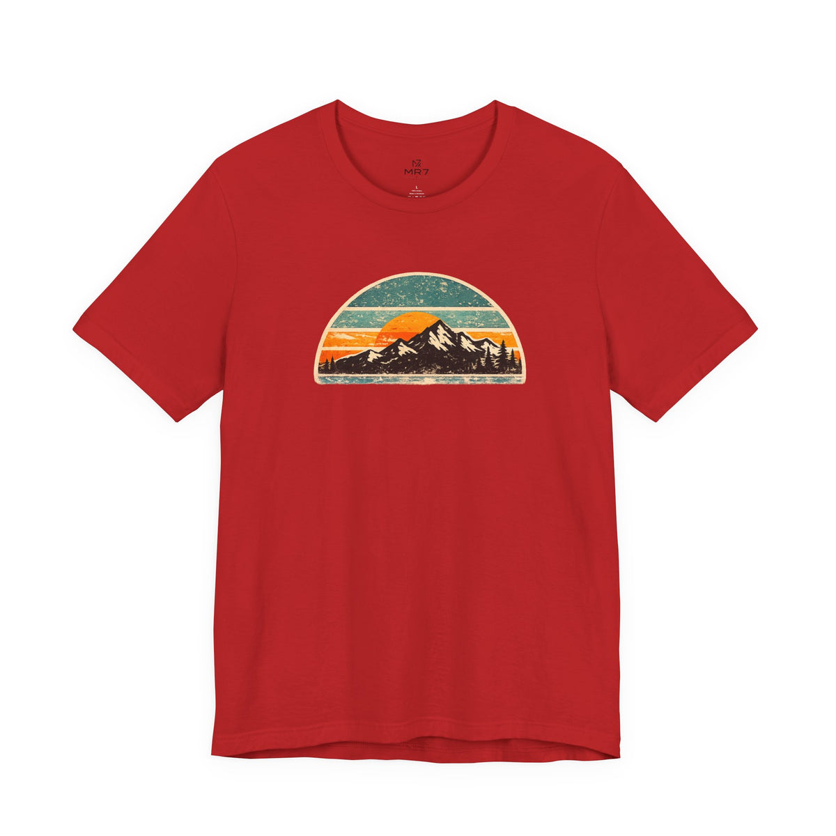 Retro Mountain Sunset Tee | Vintage Striped Mountain Graphic