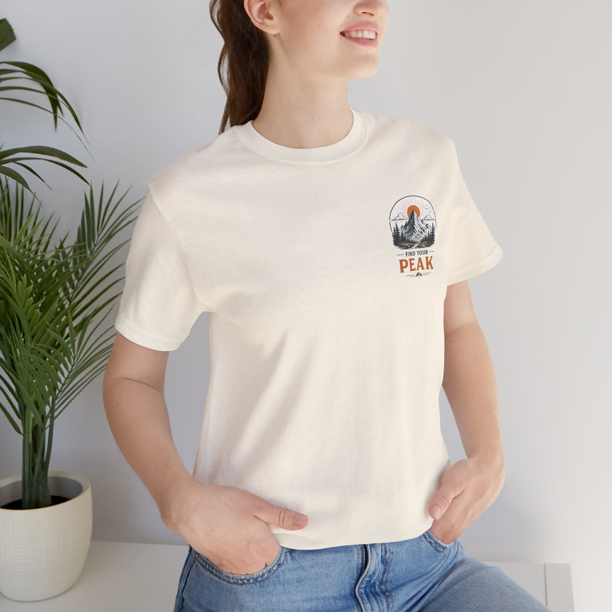 Peak Mountain Tee — Retro Sunrise Hiking T-Shirt