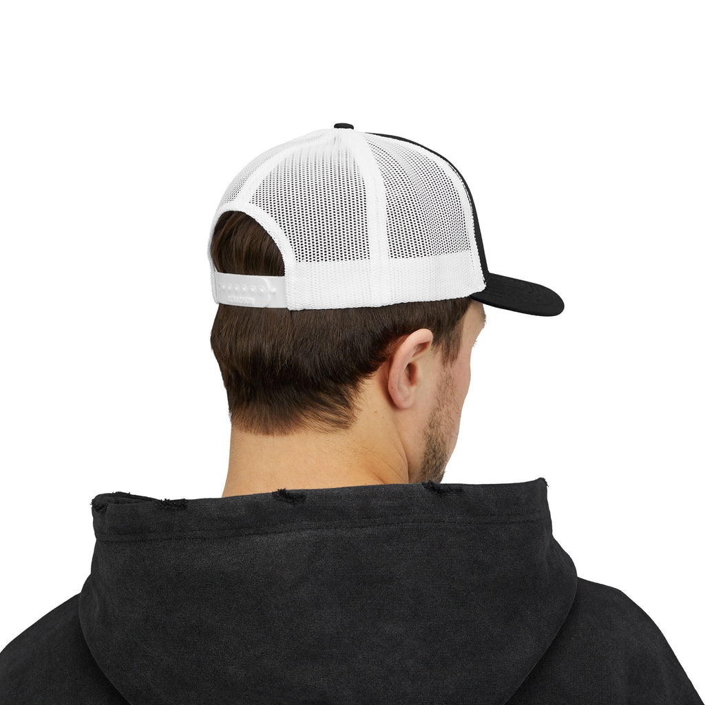 Trails Ahead Trucker Hat, Vintage Line Art Outdoor Cap, Mesh Back Snapback, Hiking Camping Gift