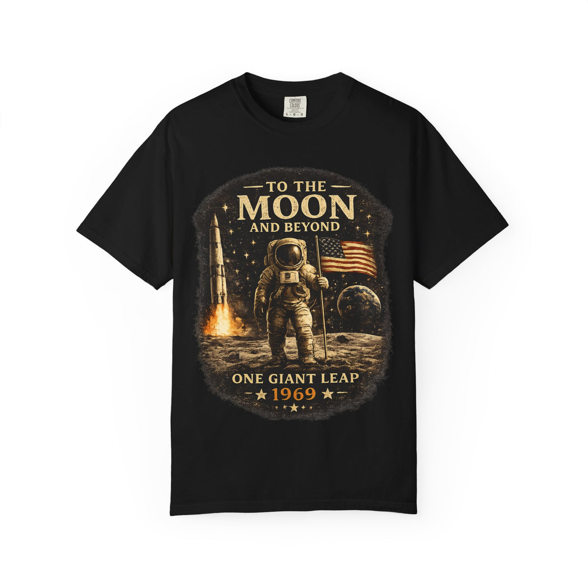 To The Moon and Beyond astronaut graphic T-shirt | One Giant Leap 1969