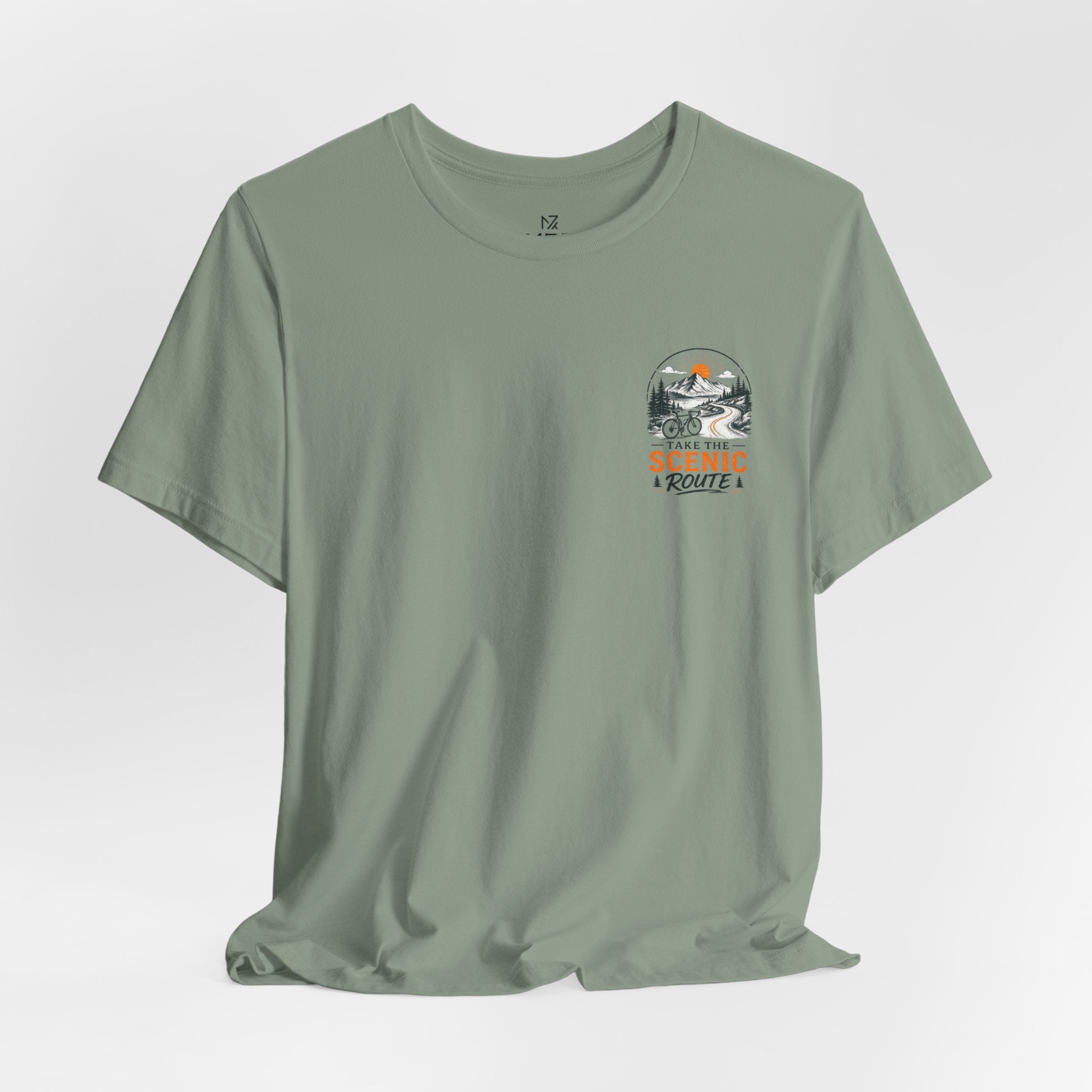 Scenic Route Graphic Tee — Vintage Road Trip Pocket Design