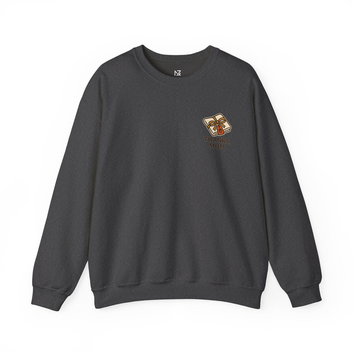 Thanks Mom Thanksgiving Sweatshirt | Friendsgiving Gift, Small Left-Chest Emblem
