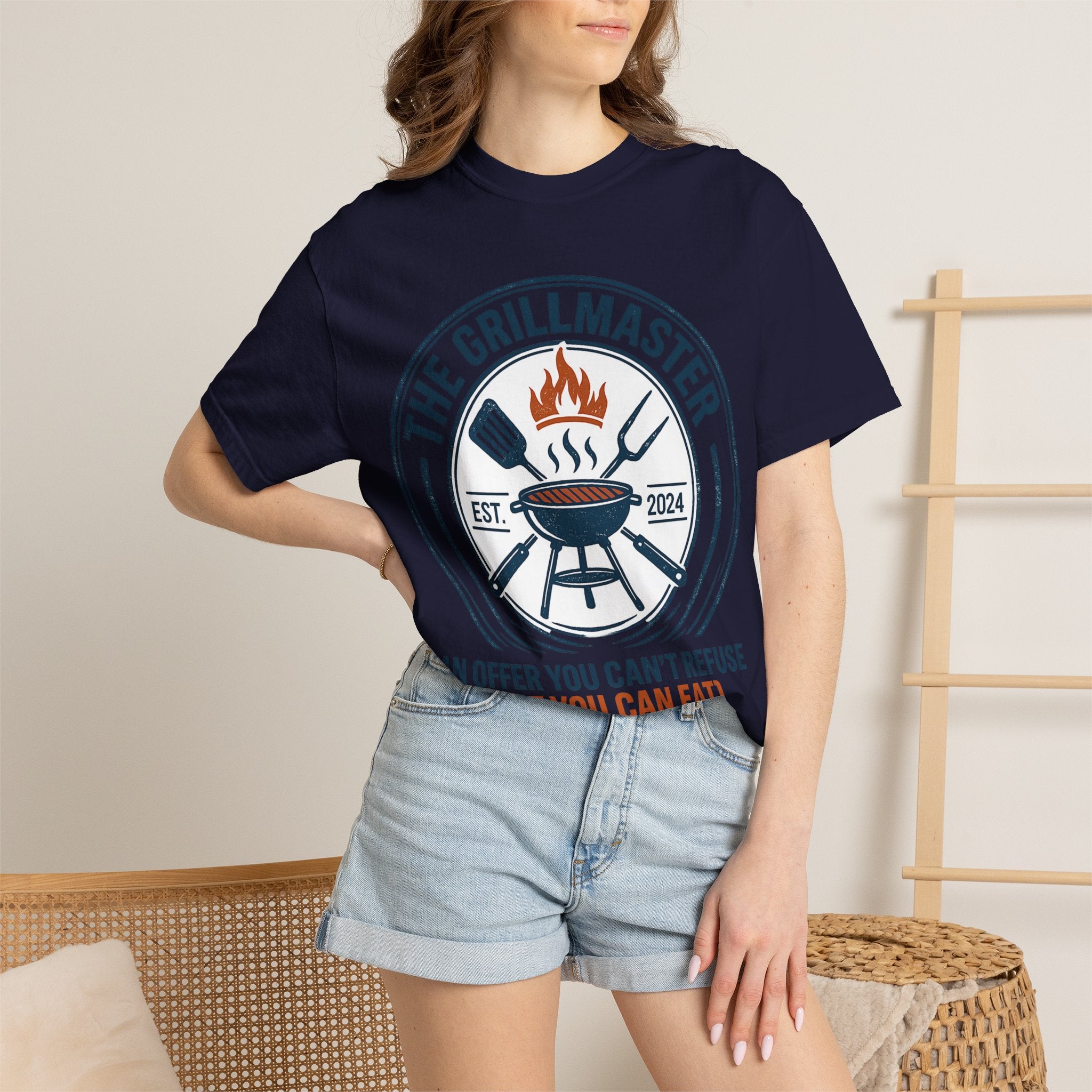 The Grillmaster T-shirt | BBQ Grill Logo, "An Offer You Can't Refuse (But You Can Eat)"
