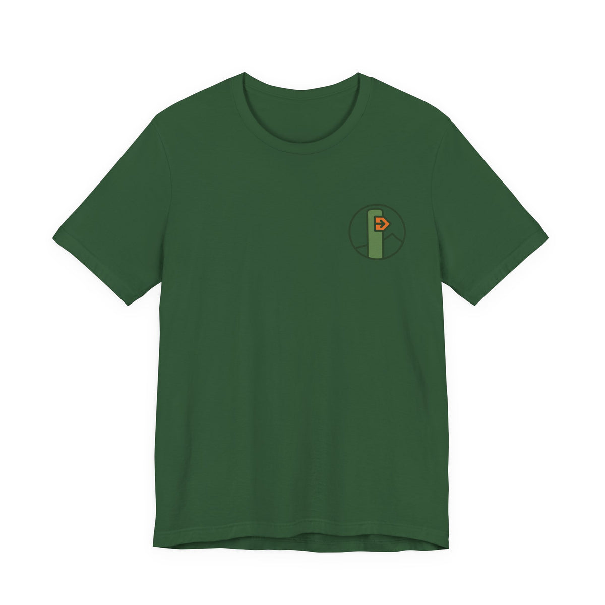 Hiking Tee | Trail Marker Emblem, Small Chest Print