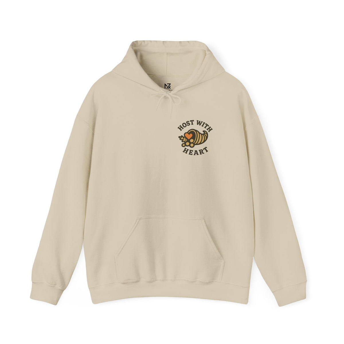 Thanksgiving Host Gift Hoodie | Vintage Cornucopia Badge, Small Left-Chest Print