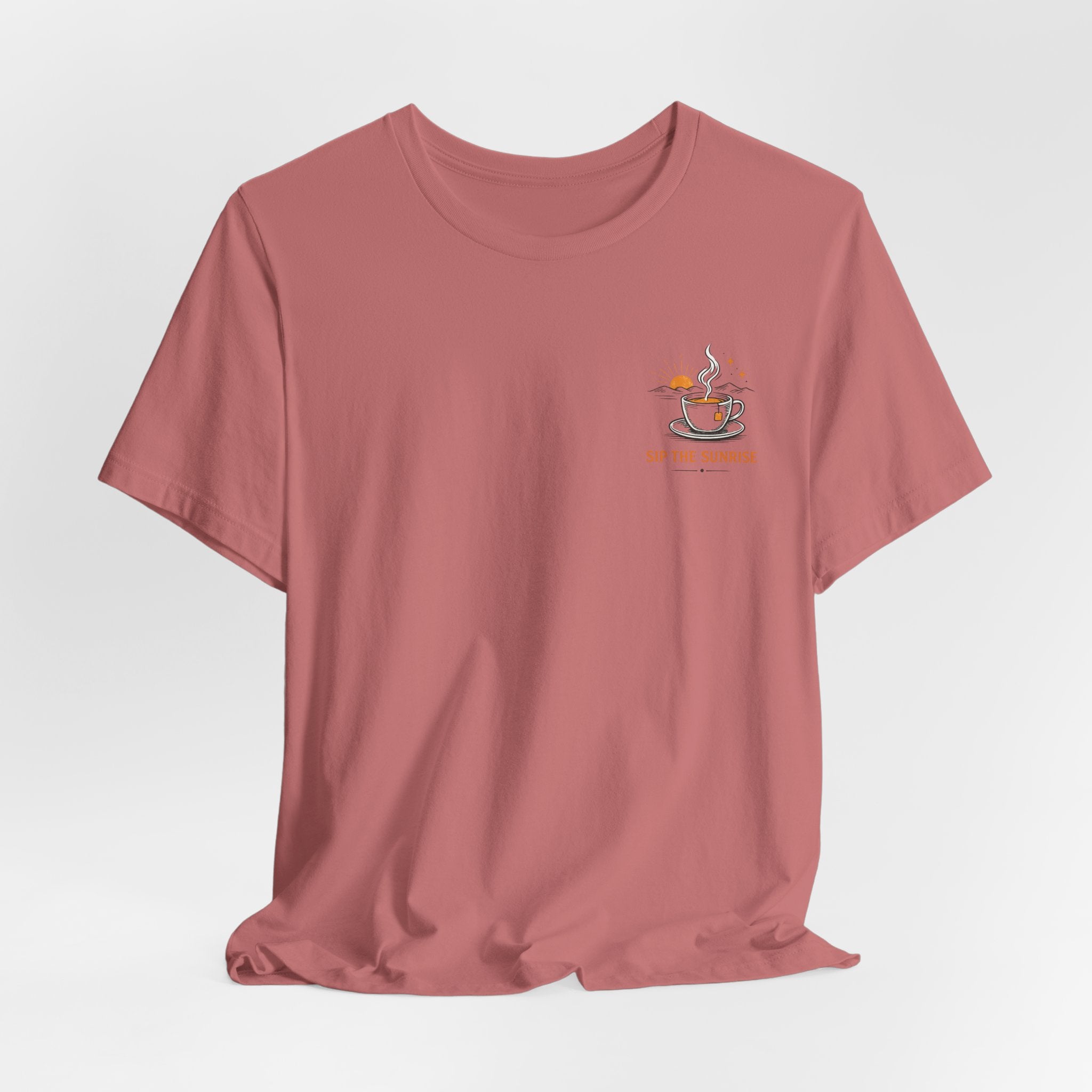 Coffee Sunrise Tee – 'Sip the Sunrise' Minimal Chest Graphic T-Shirt