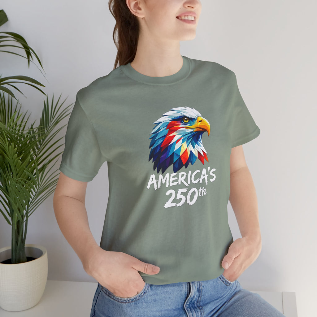 Colorful Geometric Eagle America's 250th T-Shirt | Patriotic Anniversary Tee