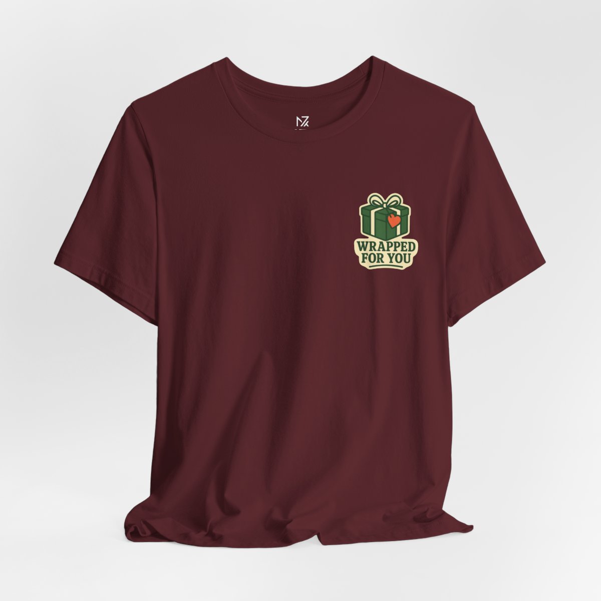 Holiday Gift Tee - Maroon flat lay | MR7ART