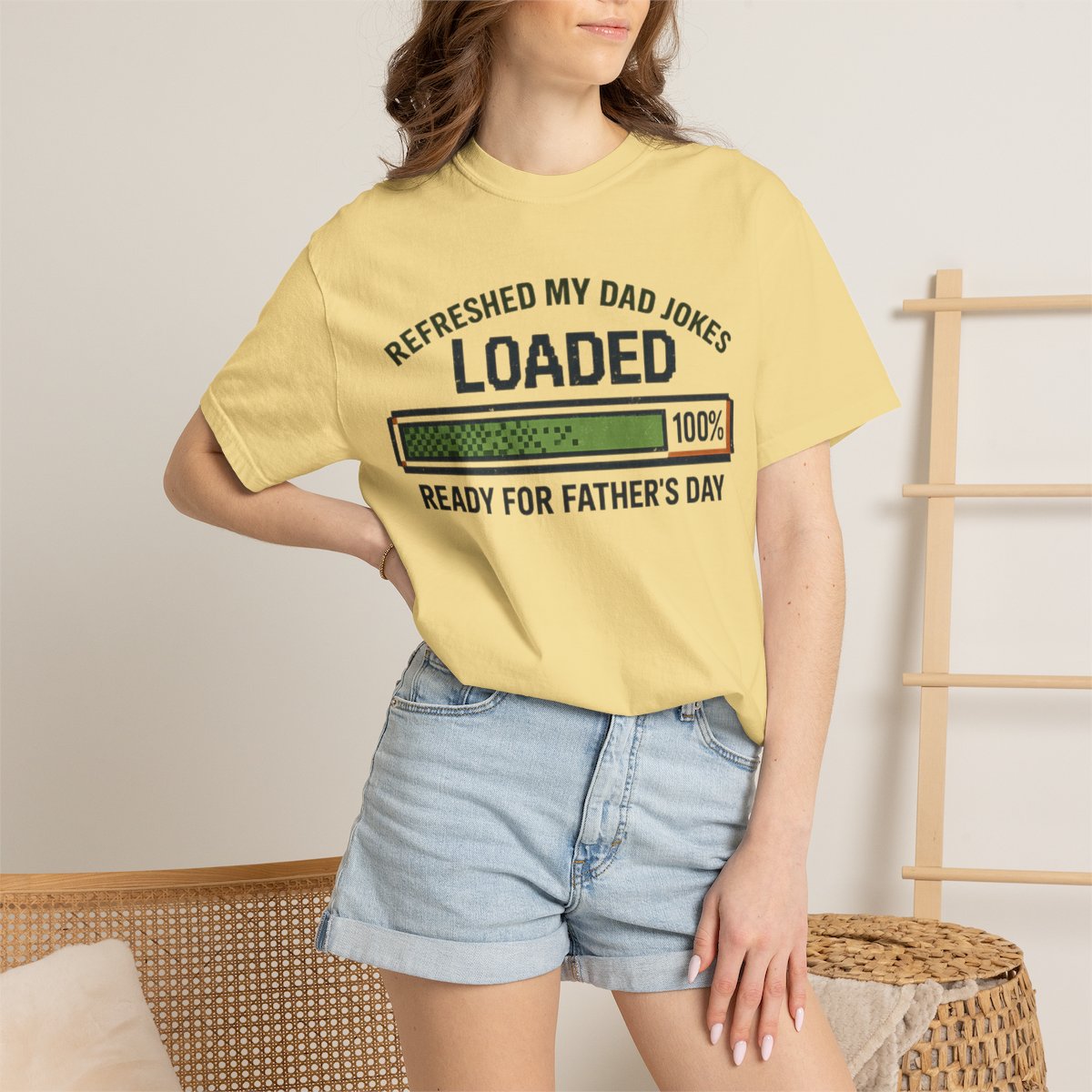 Refreshed My Dad Jokes Loaded progress bar T-Shirt - Butter product photo | MR7ART
