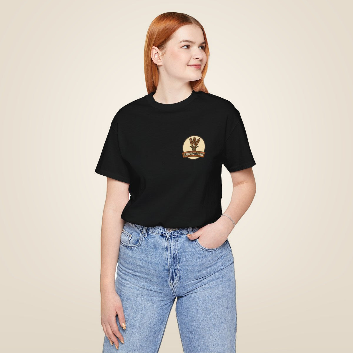 Thanksgiving Tee - Black worn by a model | MR7ART