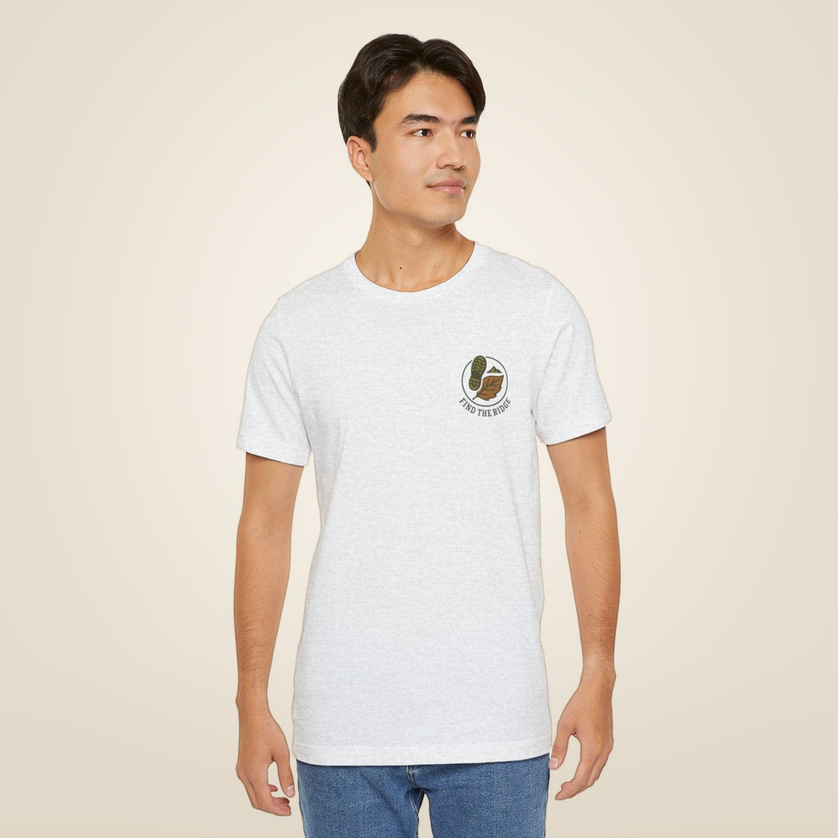 Hiking Tee - Ash worn by a model | MR7ART