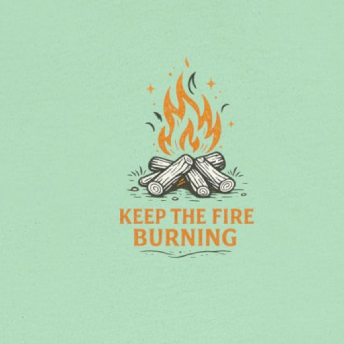 T-Shirt — Keep The Fire Burning Campfire Graphic Tee - Mint worn by a model | MR7ART