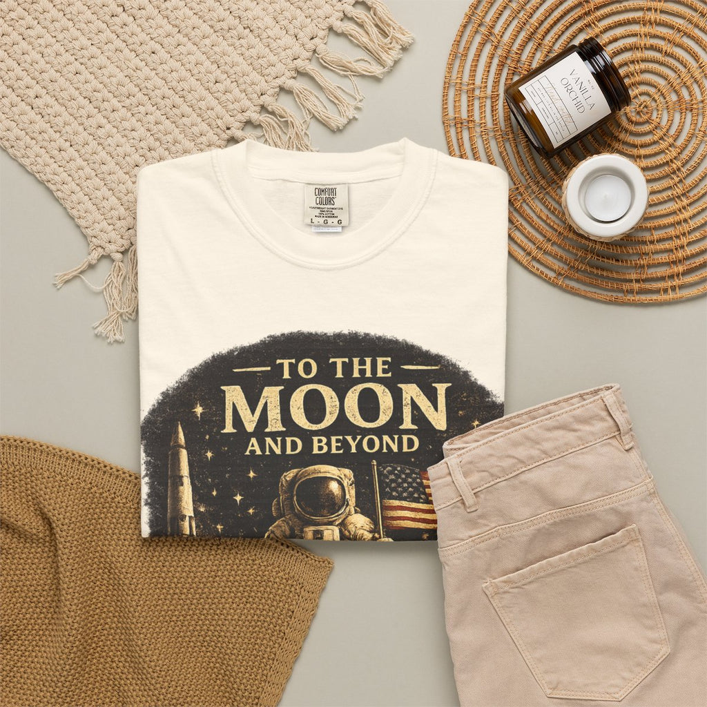 To The Moon and Beyond astronaut graphic T-shirt - Ivory product photo | MR7ART