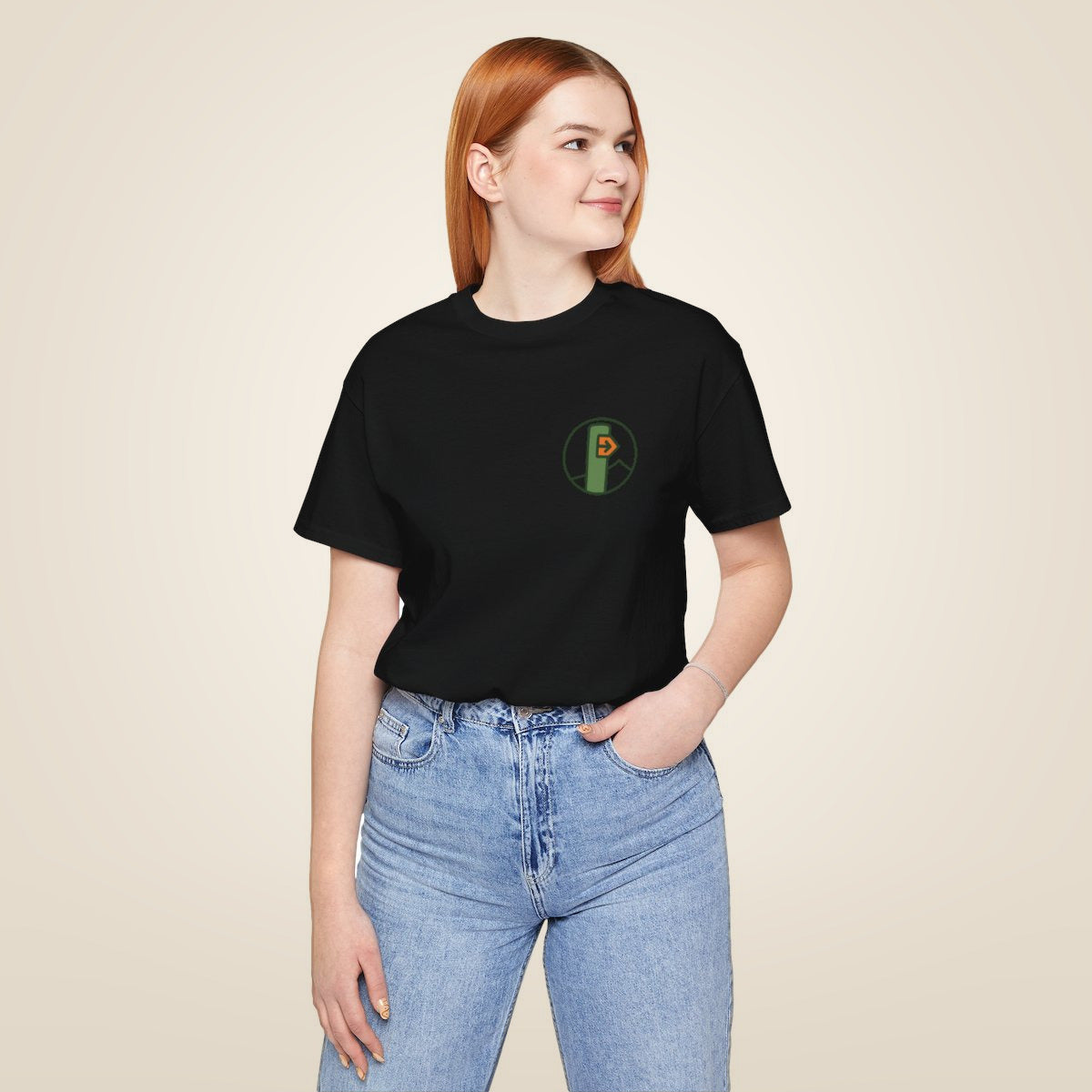 Hiking Tee - Black worn by a model | MR7ART