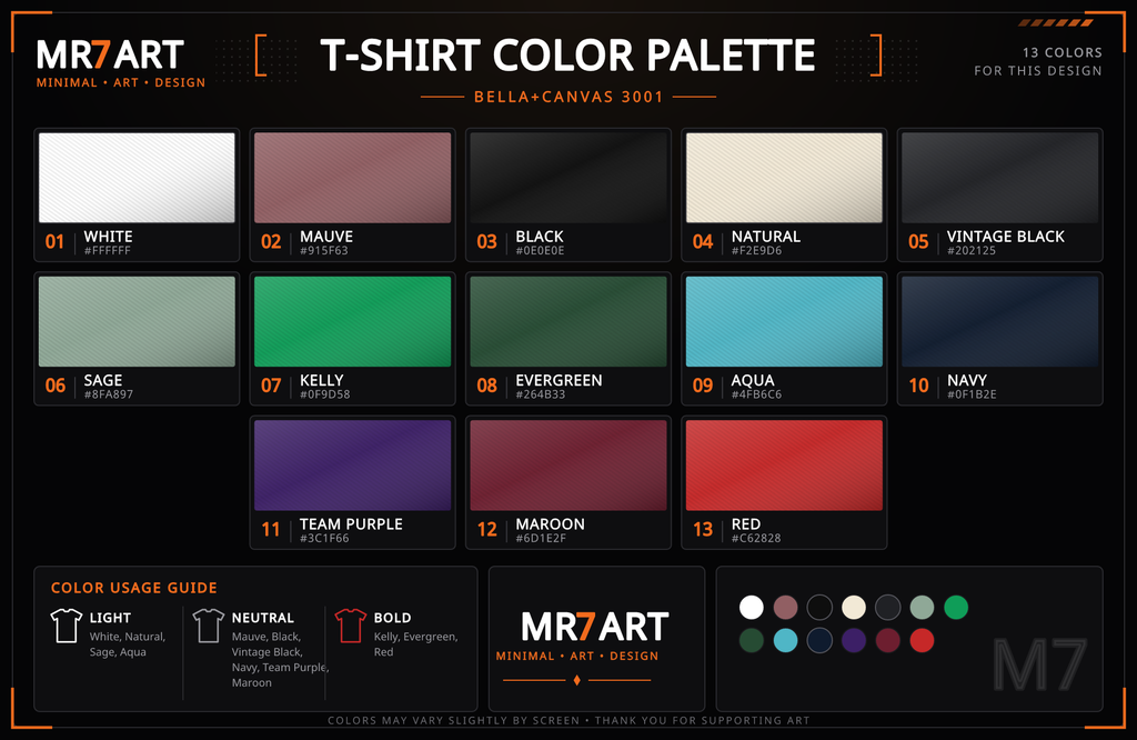 Retro Mountain Sunset Tee - color palette | MR7ART