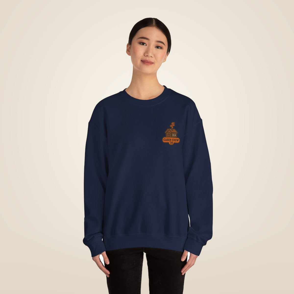 Matching Cabin Crew Sweatshirt - Navy worn by a model | MR7ART