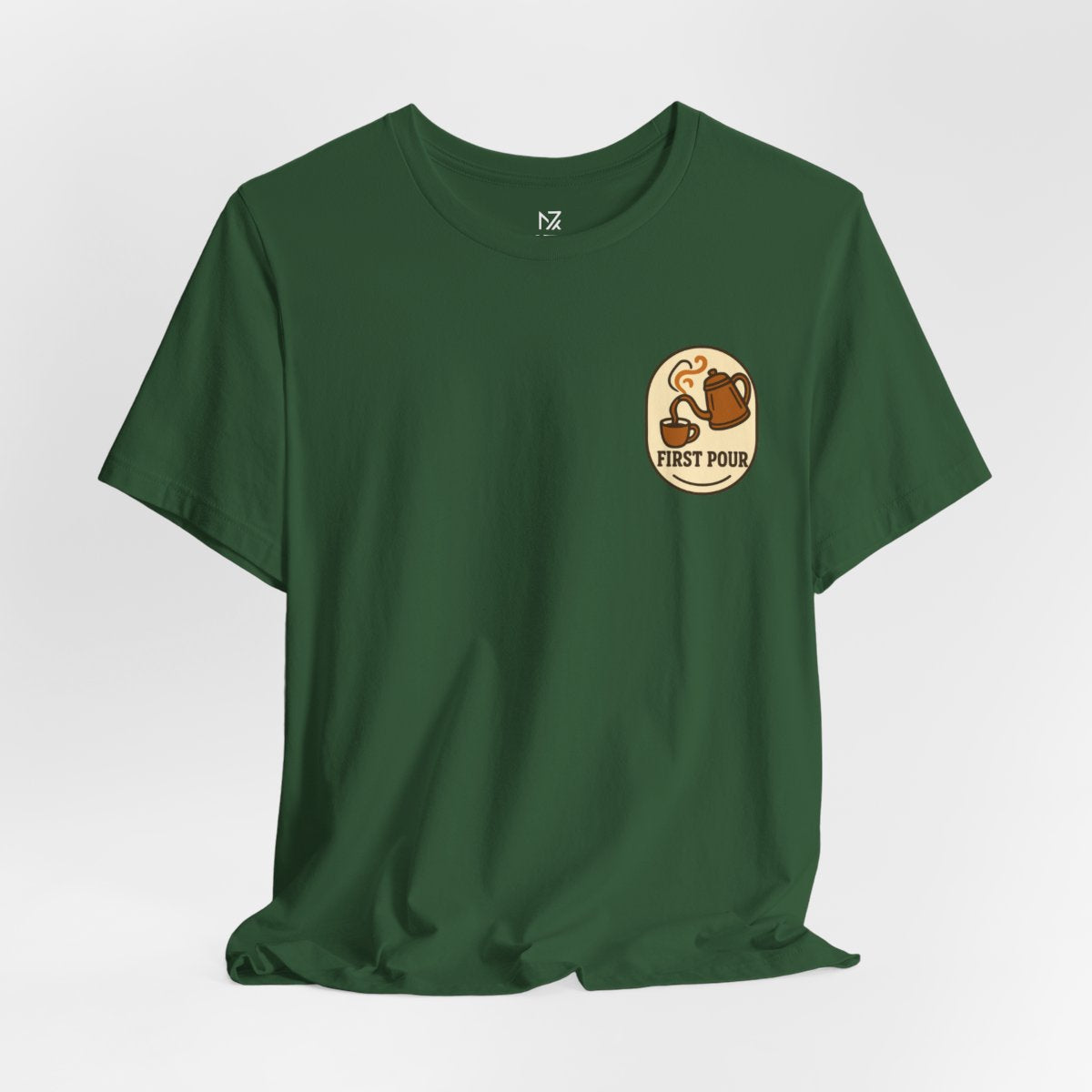 Pour Over Coffee Tee - Evergreen flat lay | MR7ART