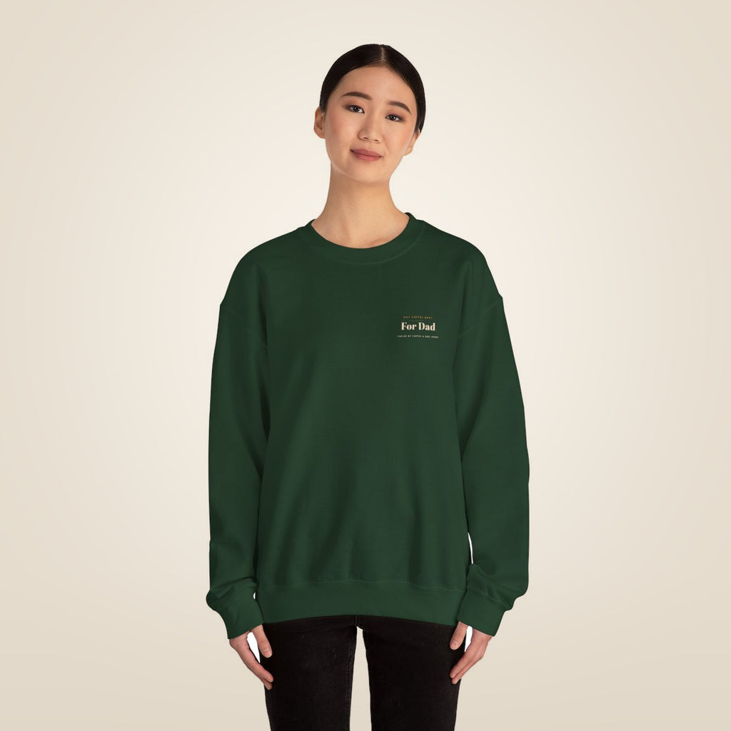 Dad Gift Sweatshirt - Forest Green worn by a model | MR7ART