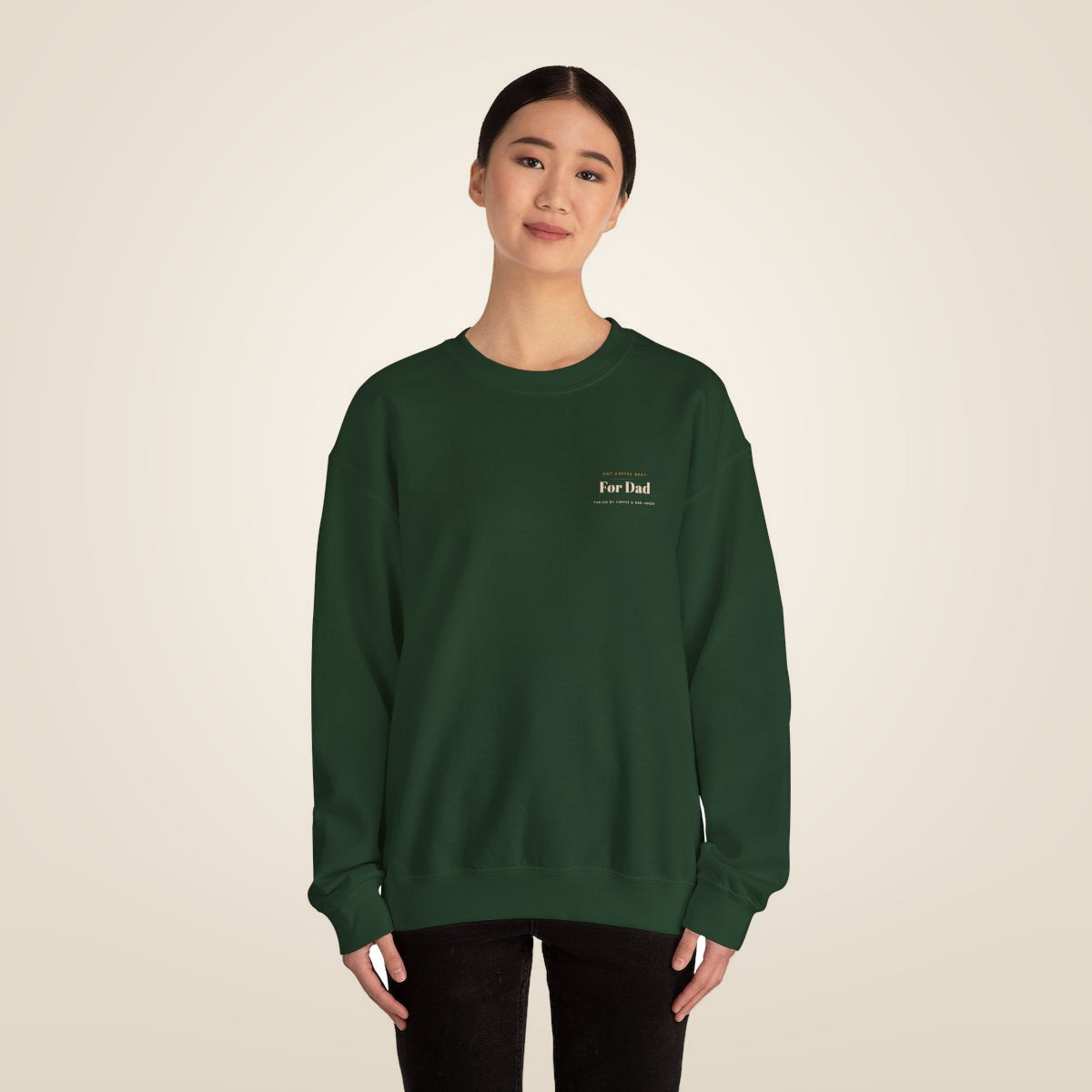 Dad Gift Sweatshirt - Forest Green worn by a model | MR7ART