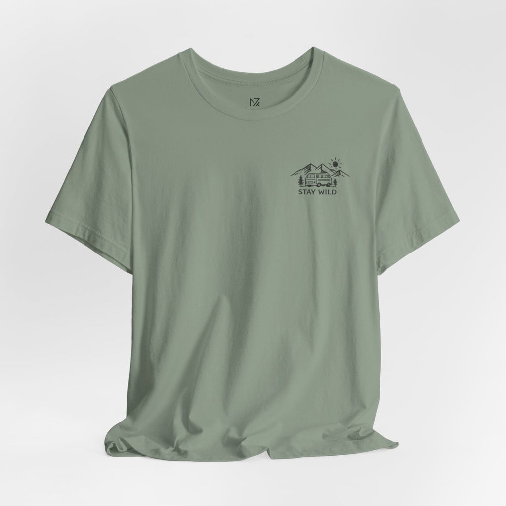 Mountain Landscape tee - Sage flat lay | MR7ART