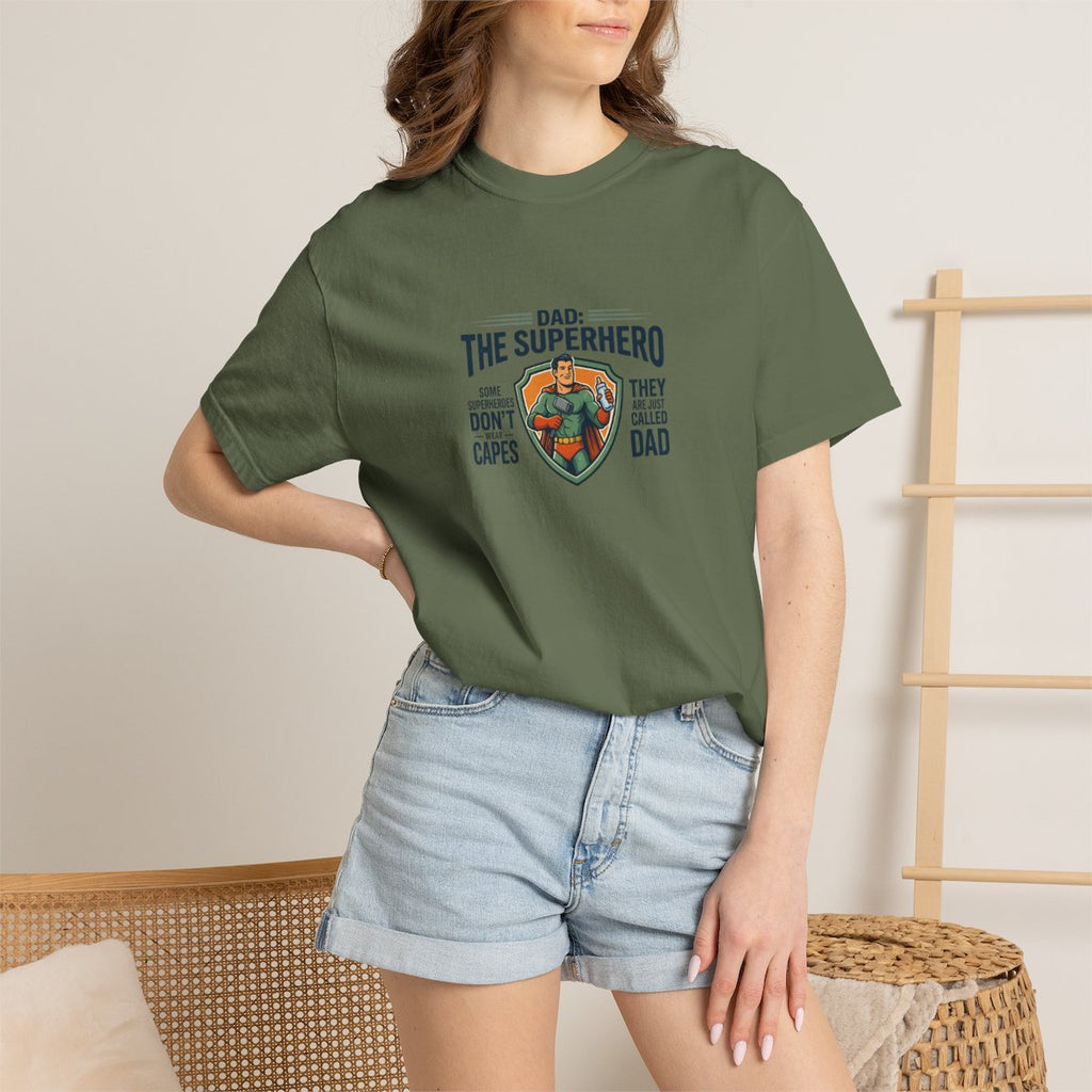 Dad The Superhero graphic T-shirt - Sage product photo | MR7ART