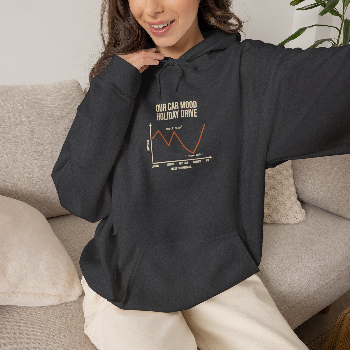 Funny Graph Shirt Hoodie - Dark Heather product photo | MR7ART