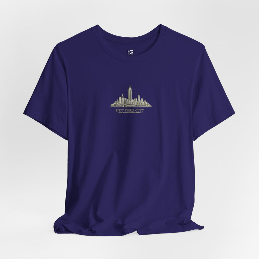 New York City skyline tee - Team Navy flat lay | MR7ART