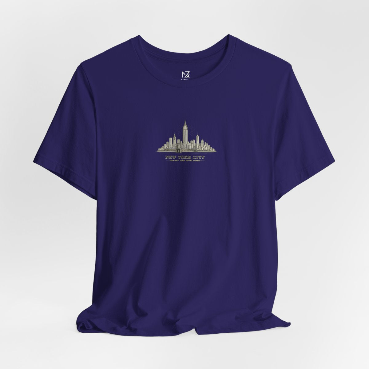 New York City skyline tee - Team Navy flat lay | MR7ART