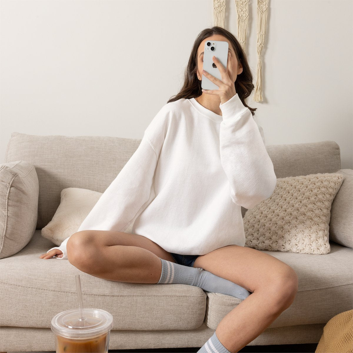 Thanksgiving Gift Wife Sweatshirt - White worn by a model | MR7ART