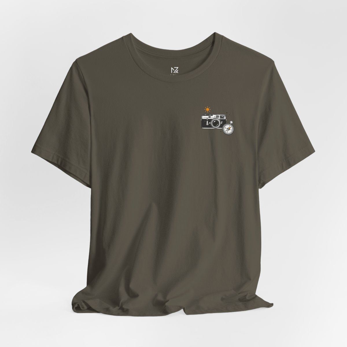 Retro Camera Tee - Army flat lay | MR7ART