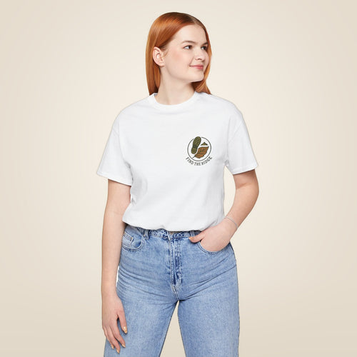 Hiking Tee - White worn by a model | MR7ART