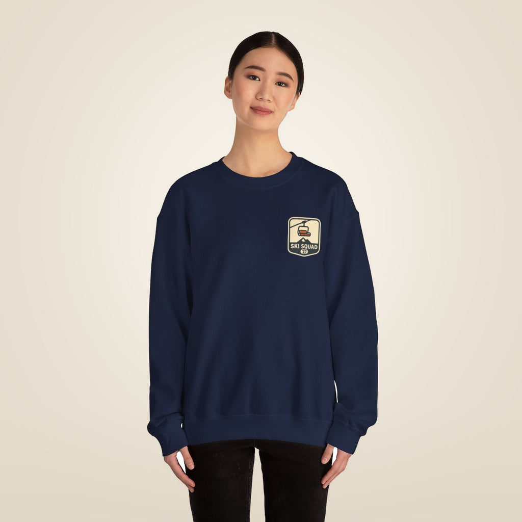 Ski Trip Sweatshirt - Navy worn by a model | MR7ART