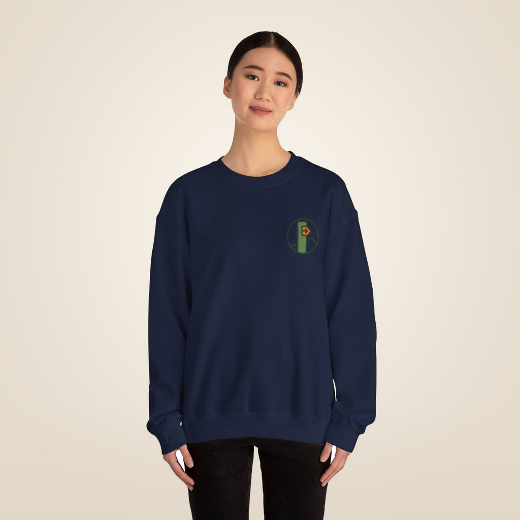 Hiking Sweatshirt - Navy worn by a model | MR7ART