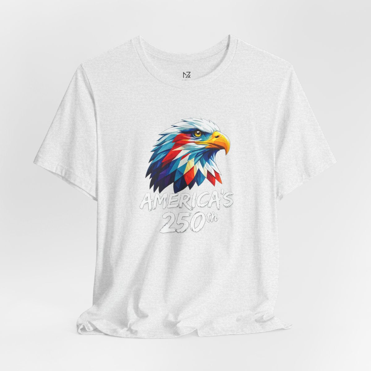 Colorful Geometric Eagle America's 250th T-Shirt - Ash flat lay | MR7ART