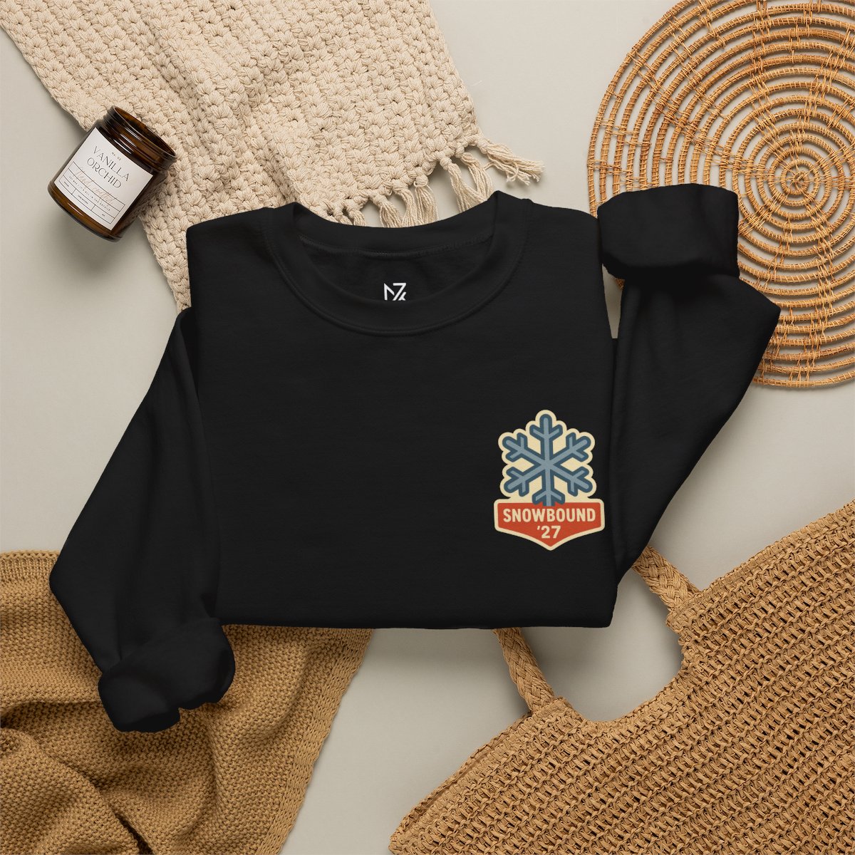 Matching Ski Trip Sweatshirt - Black folded flat lay | MR7ART