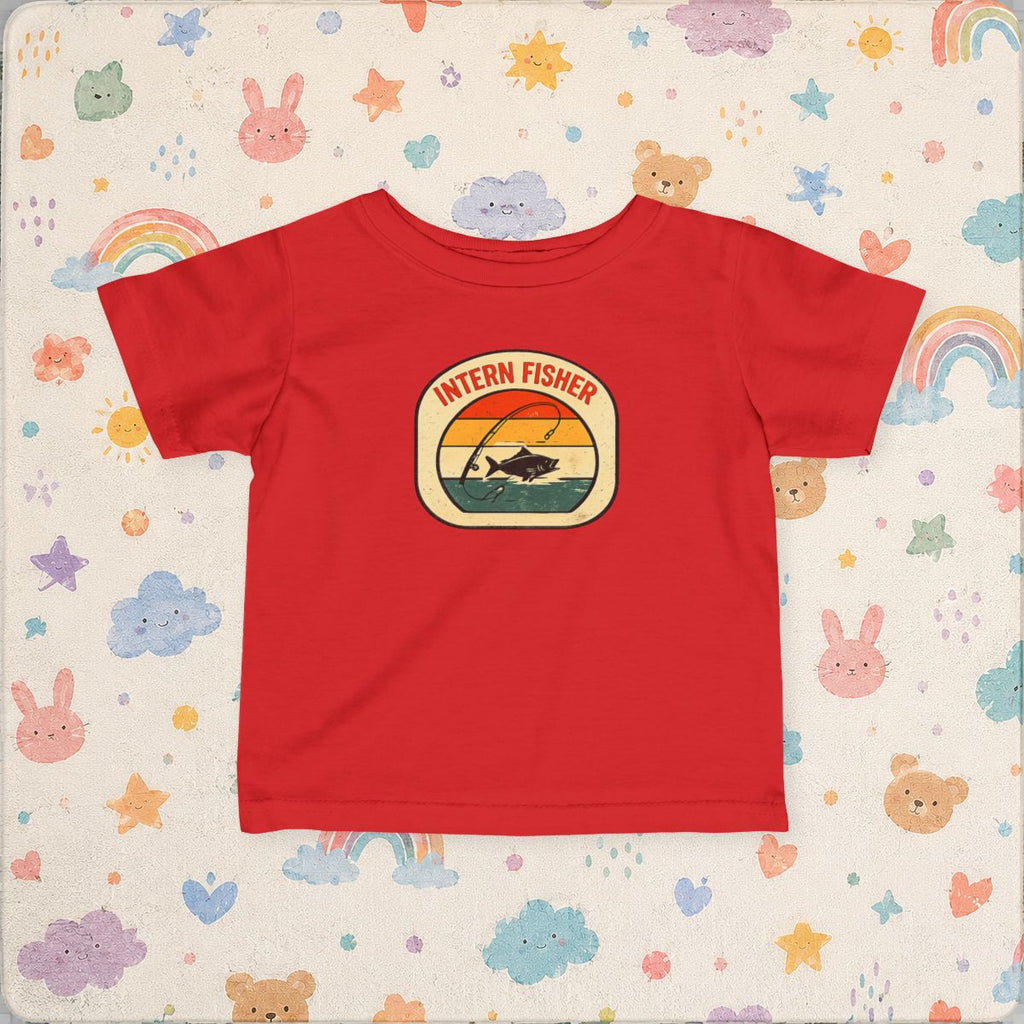 Baby tee, Intern Fisher Vintage Sunset badge Infant Tee, - Red product photo | MR7ART