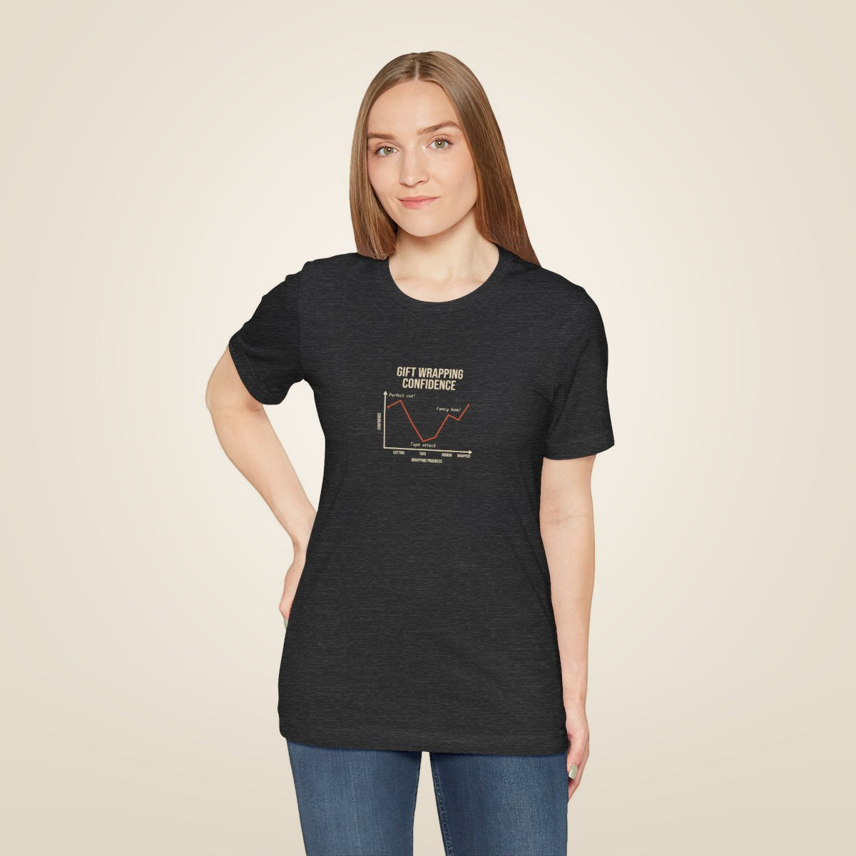 Funny Graph Shirt Tee - Dark Grey Heather worn by a model | MR7ART