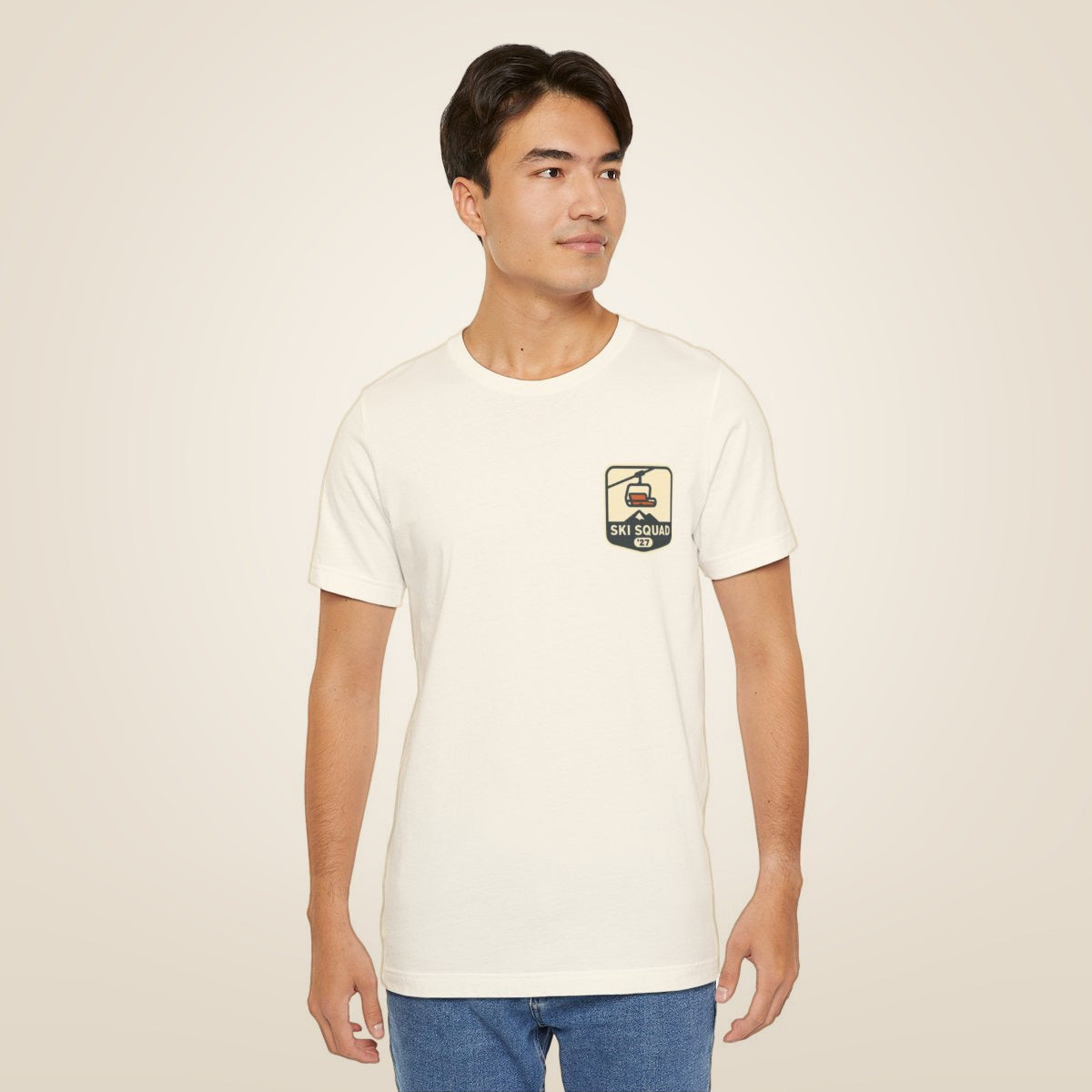 Ski Trip Tee - Natural worn by a model | MR7ART