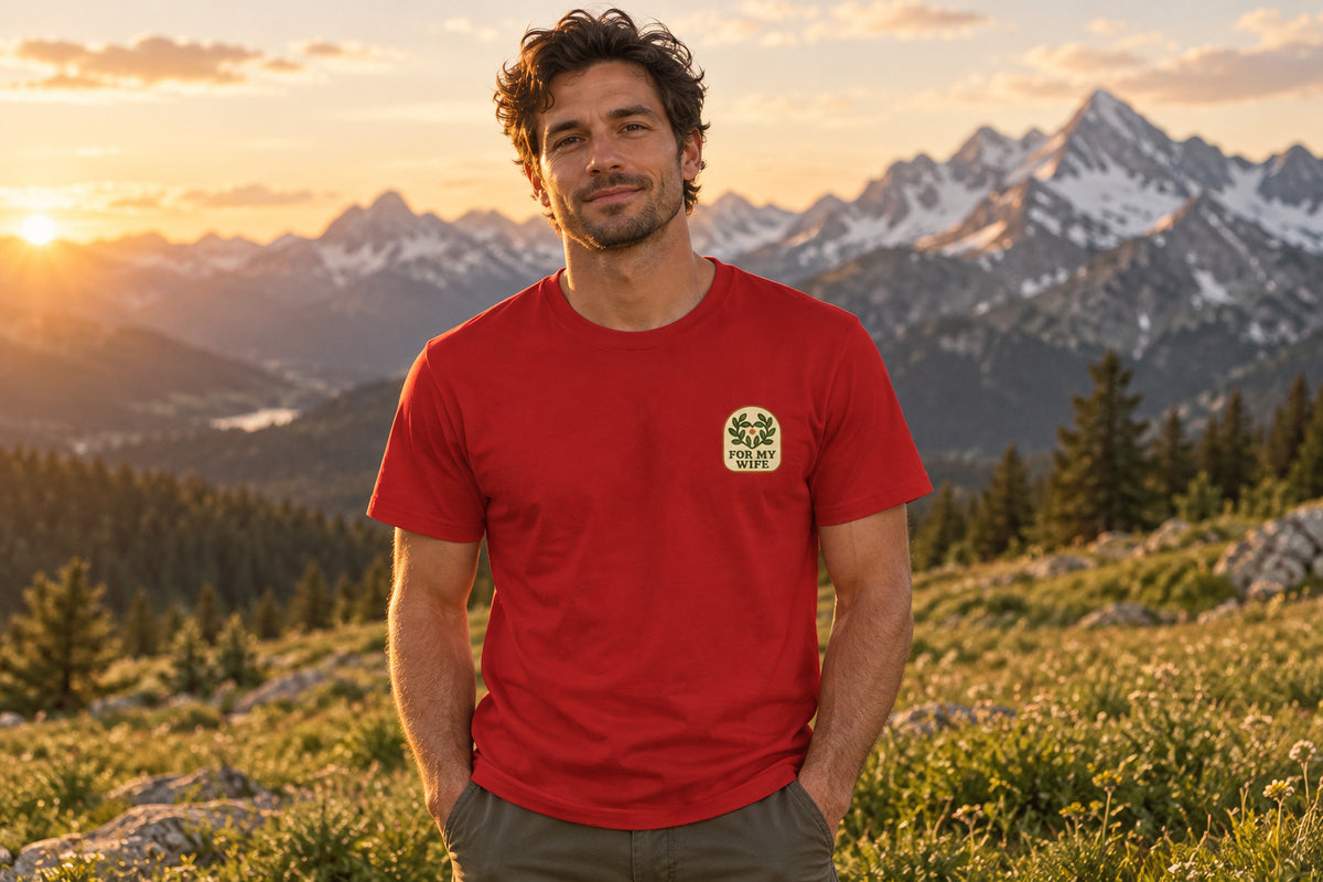 Thanksgiving Gift For Wife Tee - Red worn by a model | MR7ART