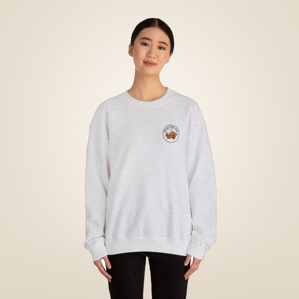 Friendsgiving Sweatshirt - Ash worn by a model | MR7ART