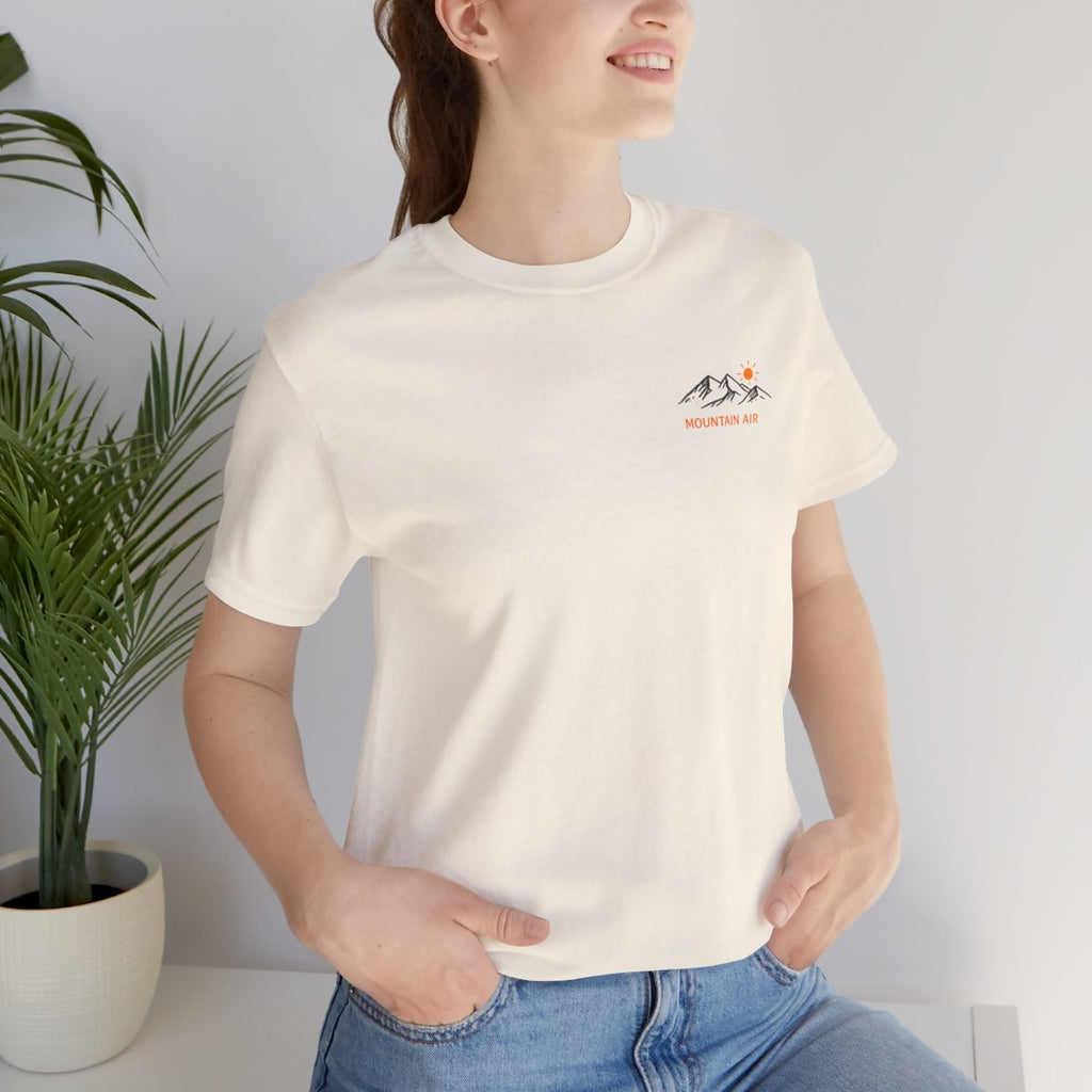 Mountain Sunrise Tee - Natural worn by a model | MR7ART