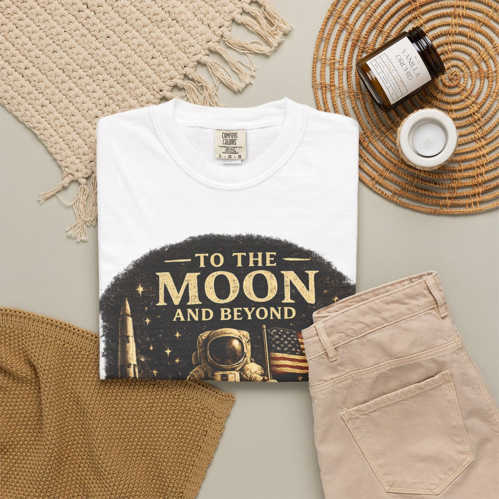 To The Moon and Beyond astronaut graphic T-shirt - White product photo | MR7ART