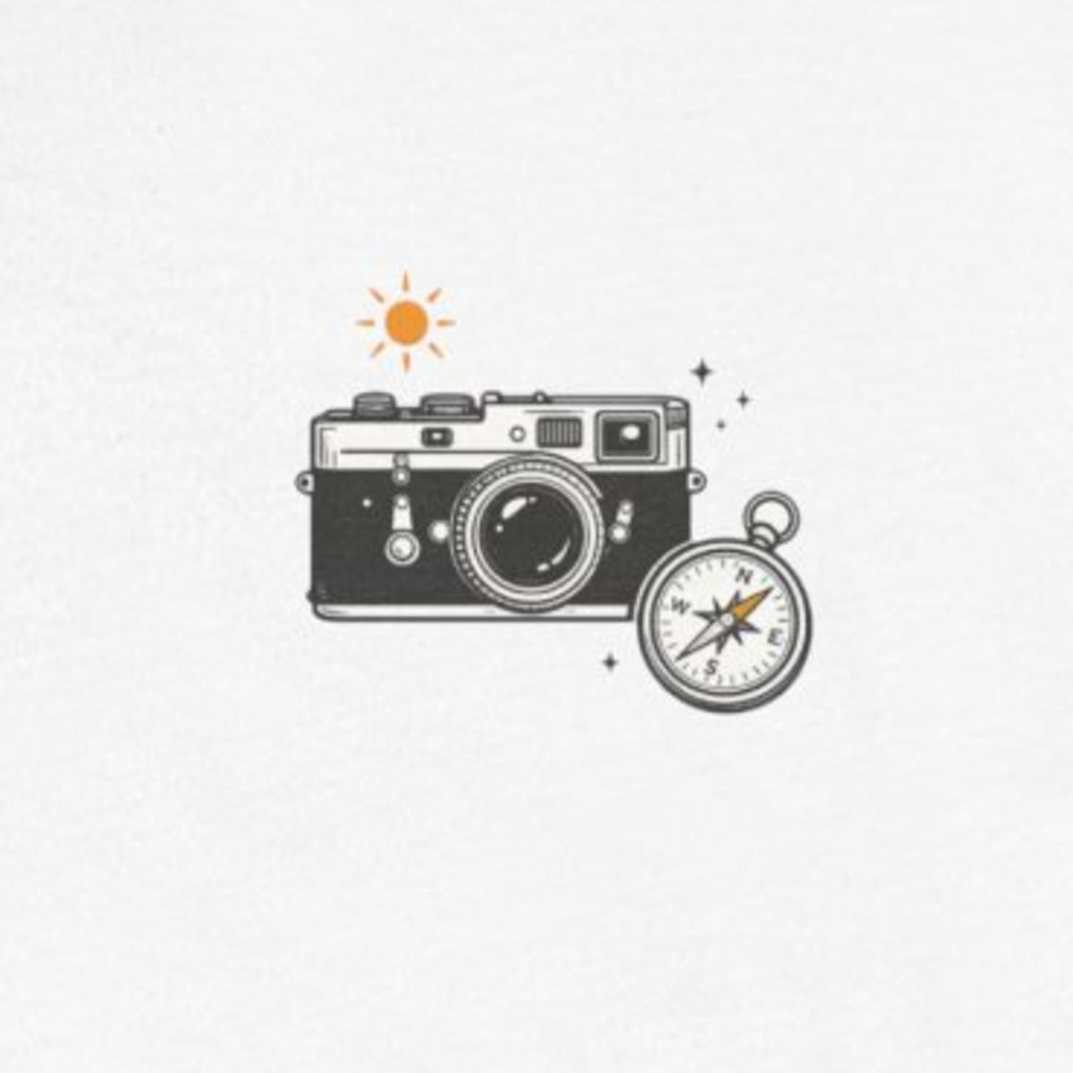 Retro Camera Tee - White worn by a model | MR7ART