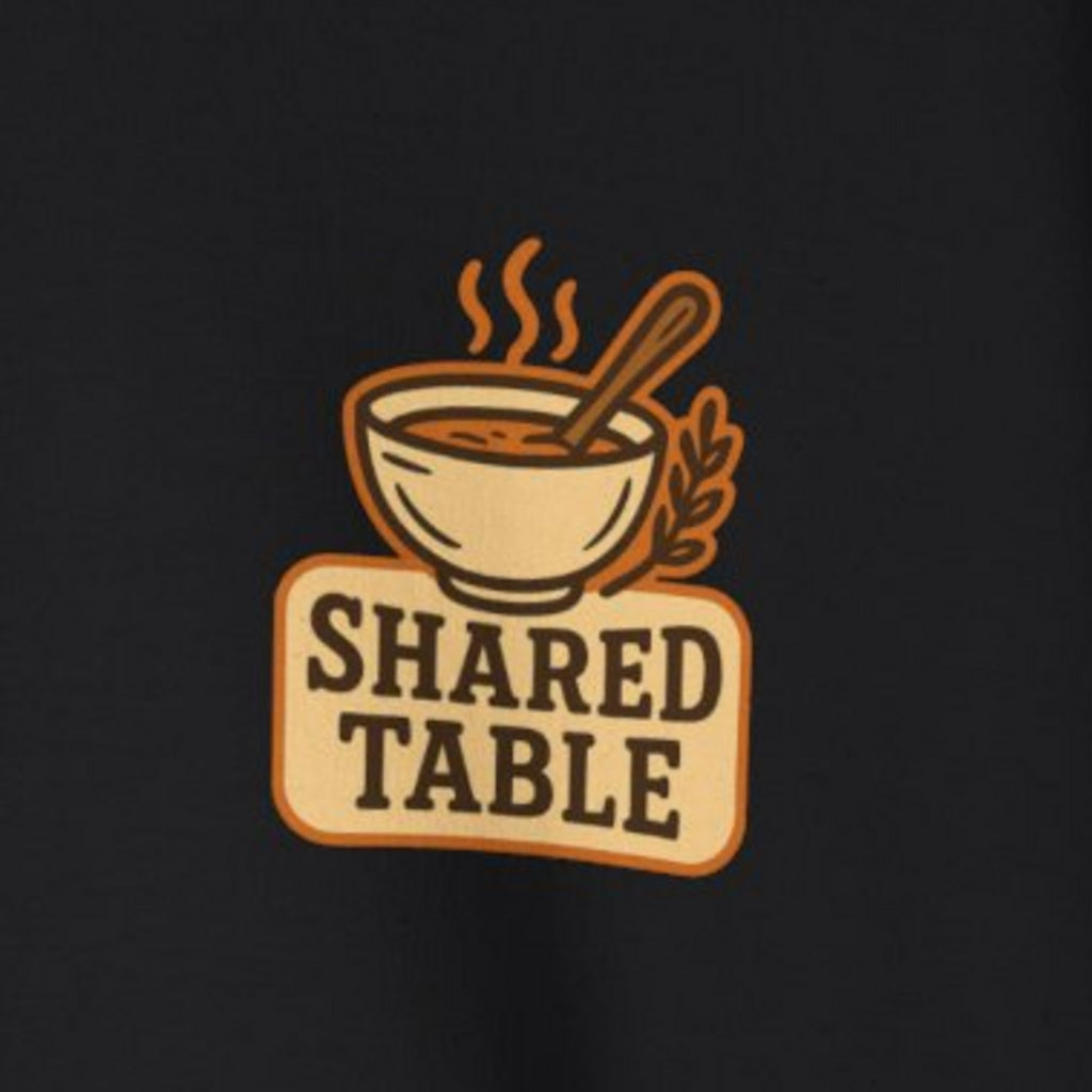 Friendsgiving Sweatshirt - Black worn by a model | MR7ART