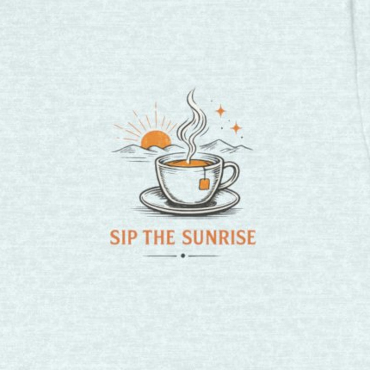 Sip the Sunrise T-Shirt - Heather Ice Blue worn by a model | MR7ART