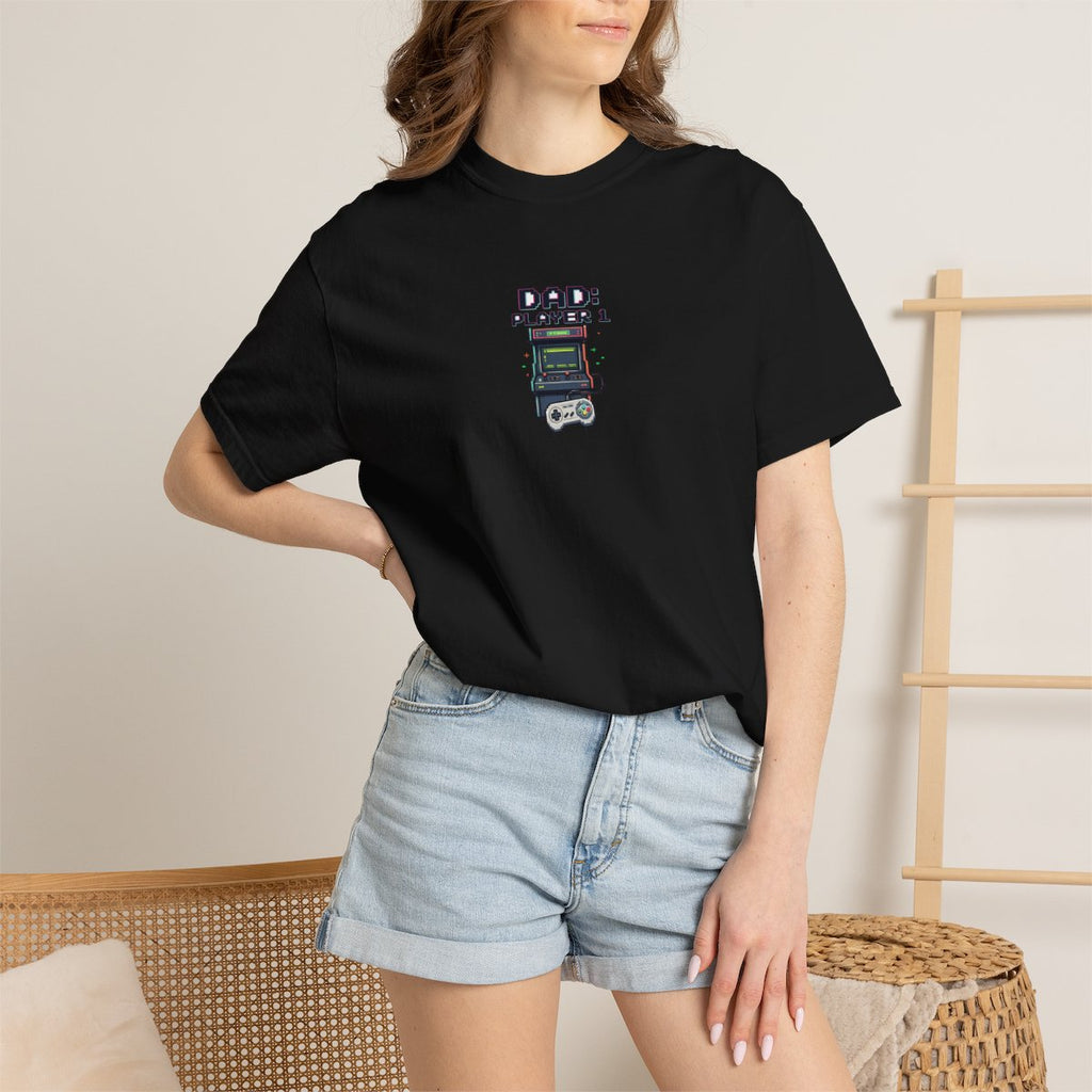 Dad Player 1 Retro Handheld Game T-shirt - Black product photo | MR7ART