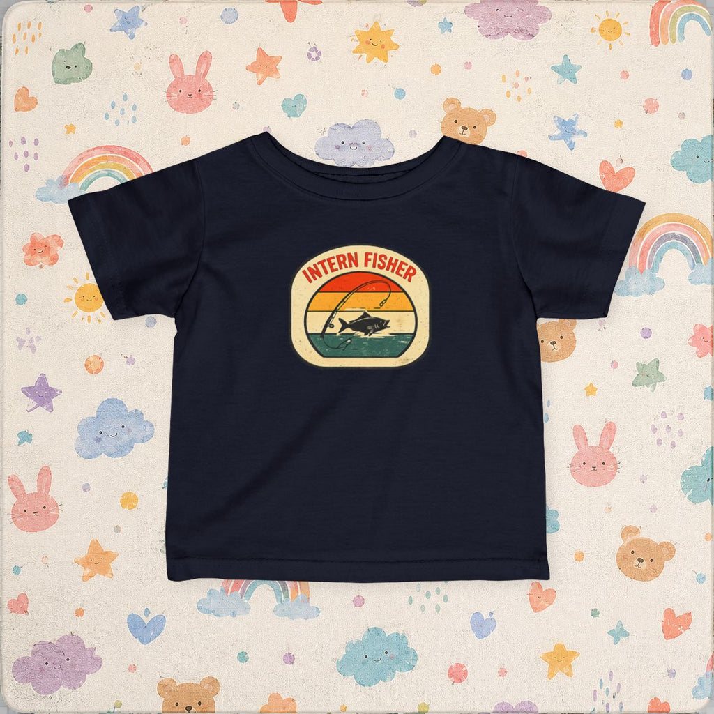 Baby tee, Intern Fisher Vintage Sunset badge Infant Tee, - Navy product photo | MR7ART
