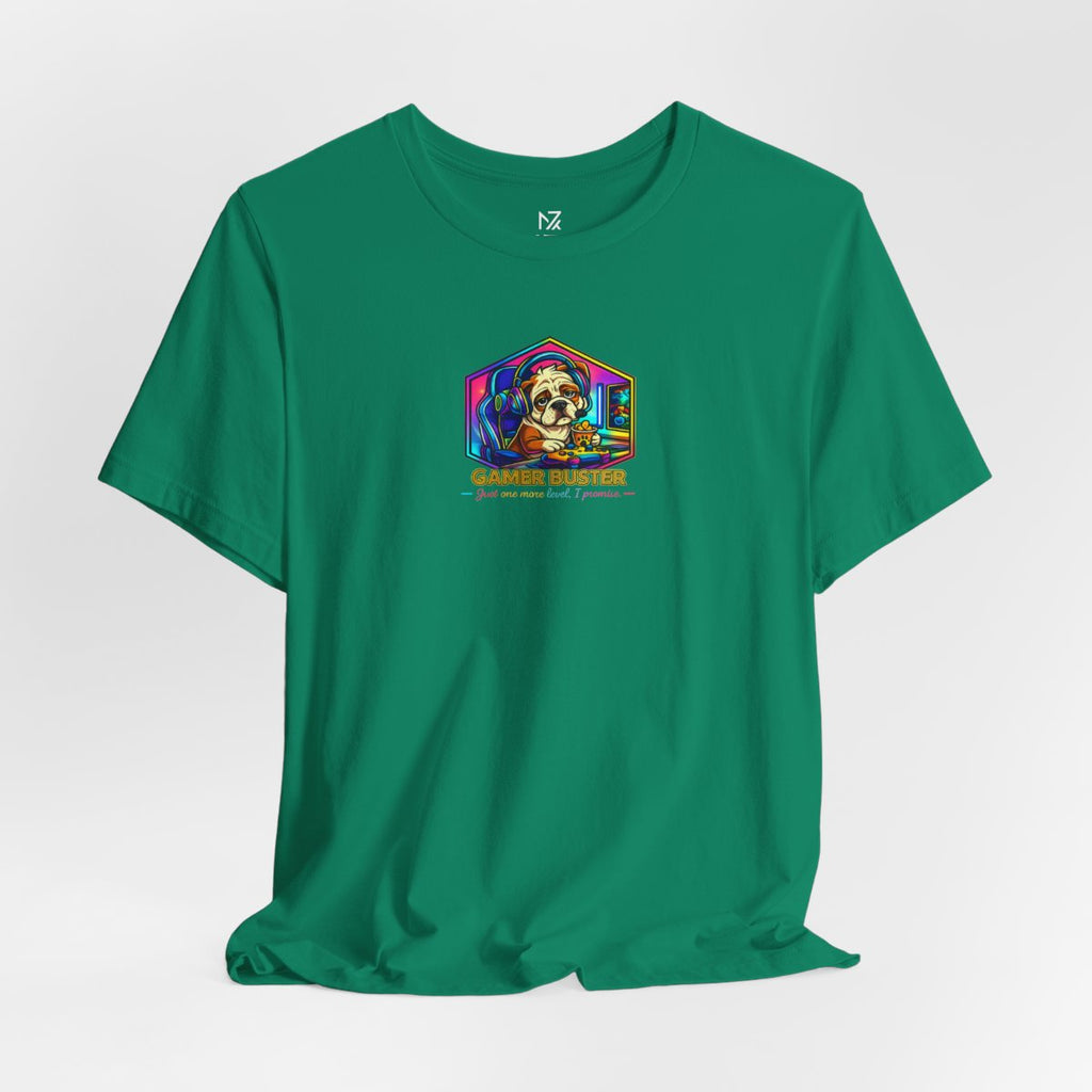 Retro Gamer Skull tee - Kelly flat lay | MR7ART